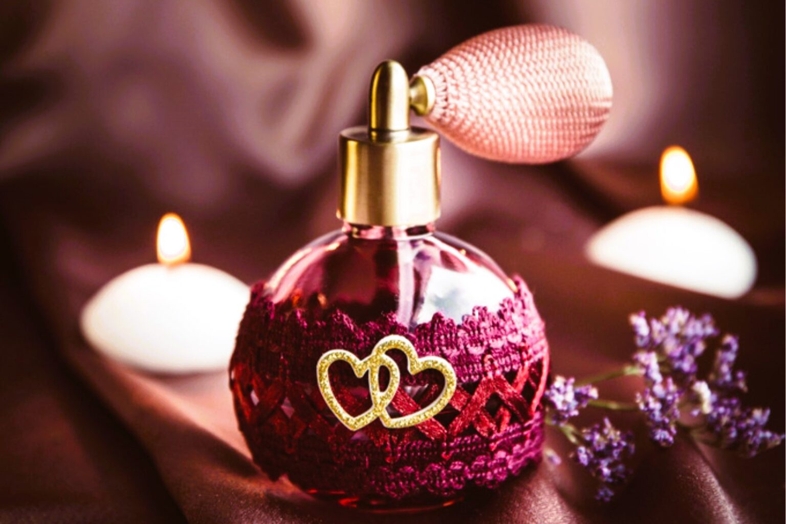 atik homepage banner with a perfume bottle and candle at the back
